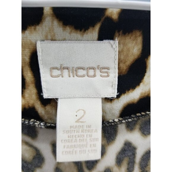 Chicos Animal Print Tunic Top 3/4 Sleeve. Size 2 - Picture 3 of 6